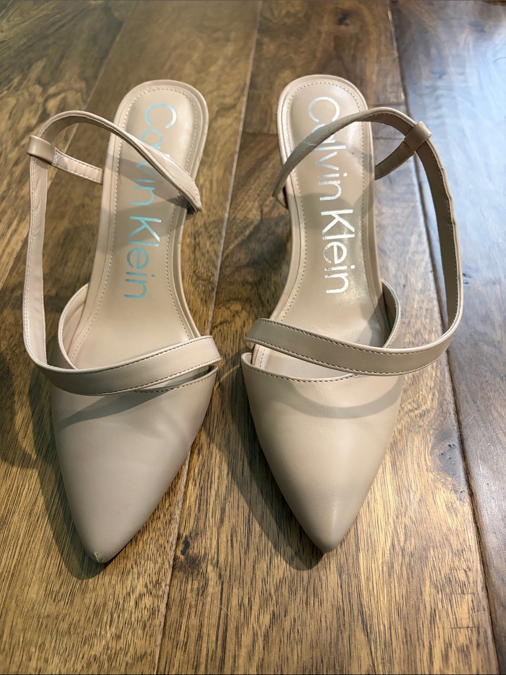 Calvin Klein Nude Pointed-Toe Slingback Pumps